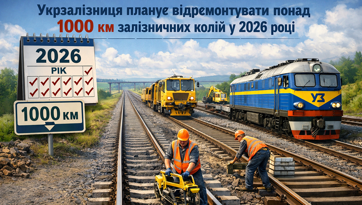 Укрзалізниця планує відремонтувати понад 1000 км залізничних колій у 2026 році